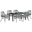 vidaXL 7 Piece Poly Rattan Garden Dining Set with Cushions in Black