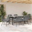 vidaXL 7 Piece Poly Rattan Garden Dining Set with Cushions in Black