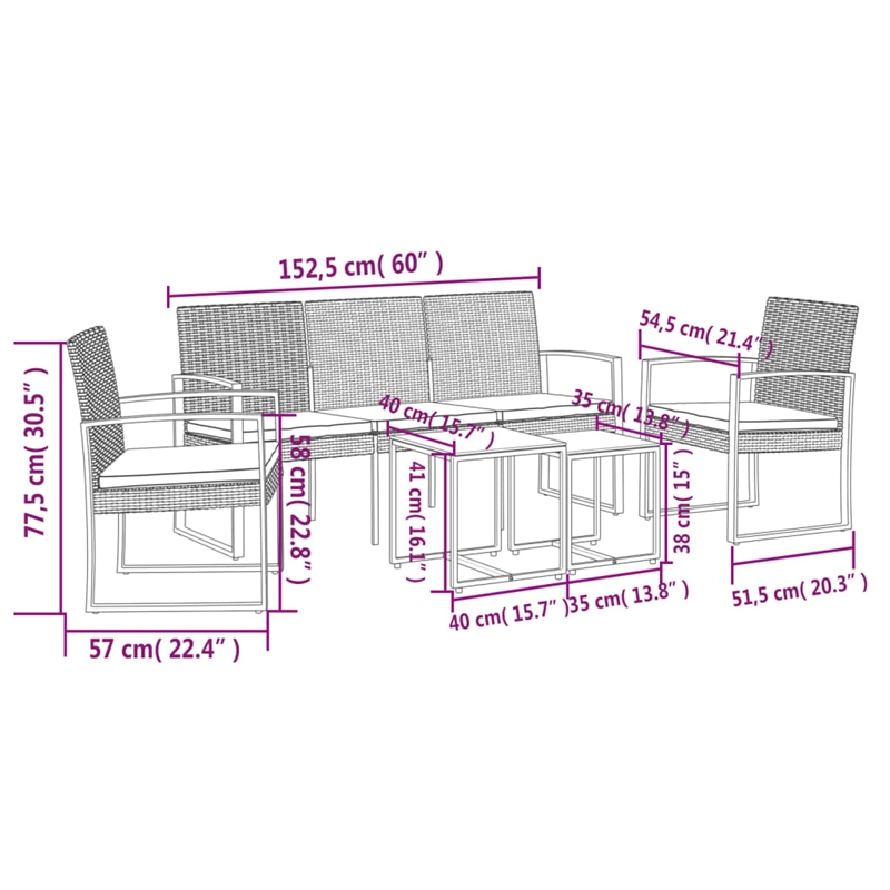 vidaXL 5 Piece Steel Garden Dining Set in Anthracite
