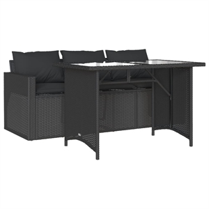 vidaXL Poly Rattan Garden Dining Set in Black