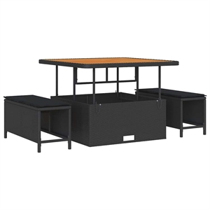 vidaXL Poly Rattan Garden Dining Set in Black