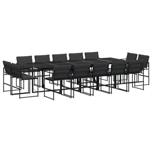 vidaXL 15 Piece Steel Garden Dining Set in Black