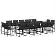 vidaXL 15 Piece Steel Garden Dining Set in Black