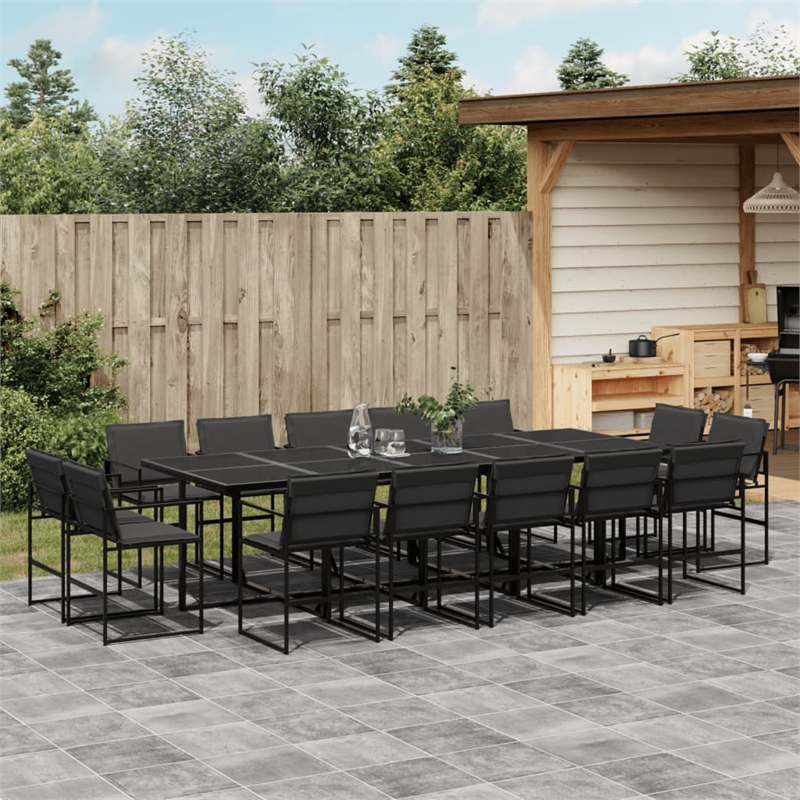 vidaXL 15 Piece Steel Garden Dining Set in Black