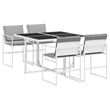 vidaXL 5 Piece Steel Garden Dining Set in White/Light Gray