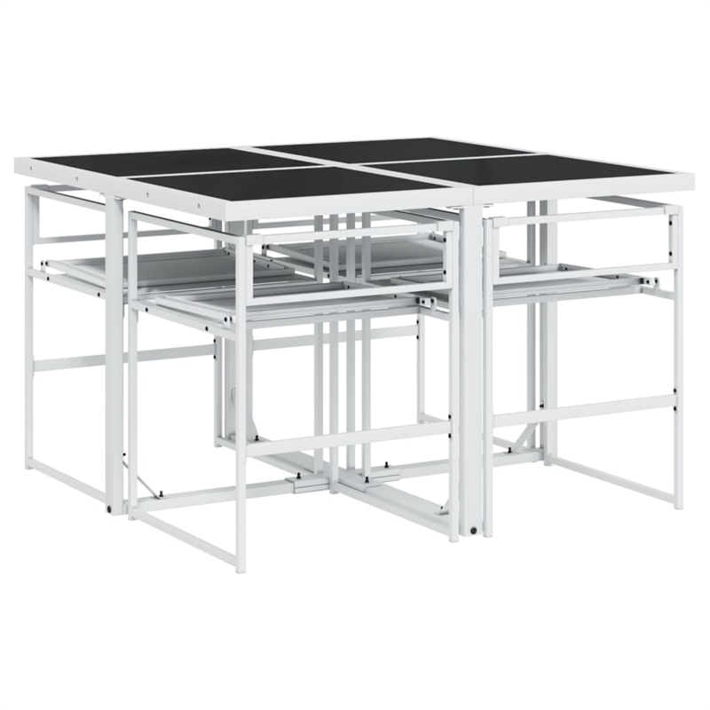 vidaXL 5 Piece Steel Garden Dining Set in White/Light Gray