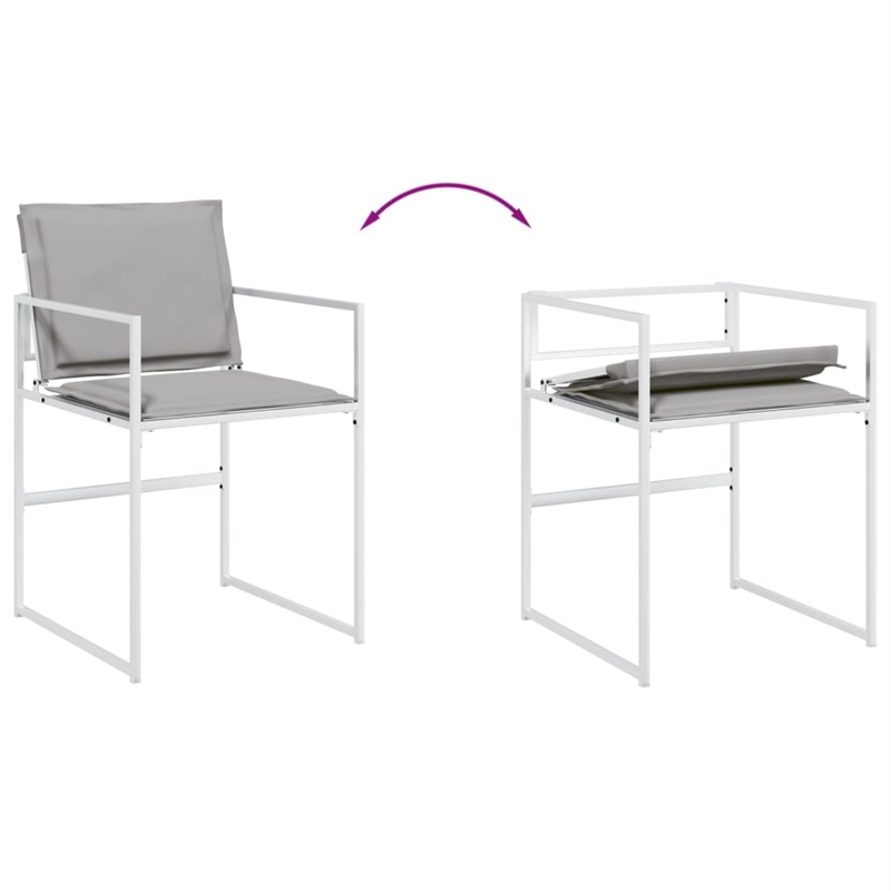 vidaXL 5 Piece Steel Garden Dining Set in White/Light Gray