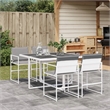 vidaXL 5 Piece Steel Garden Dining Set in White/Light Gray