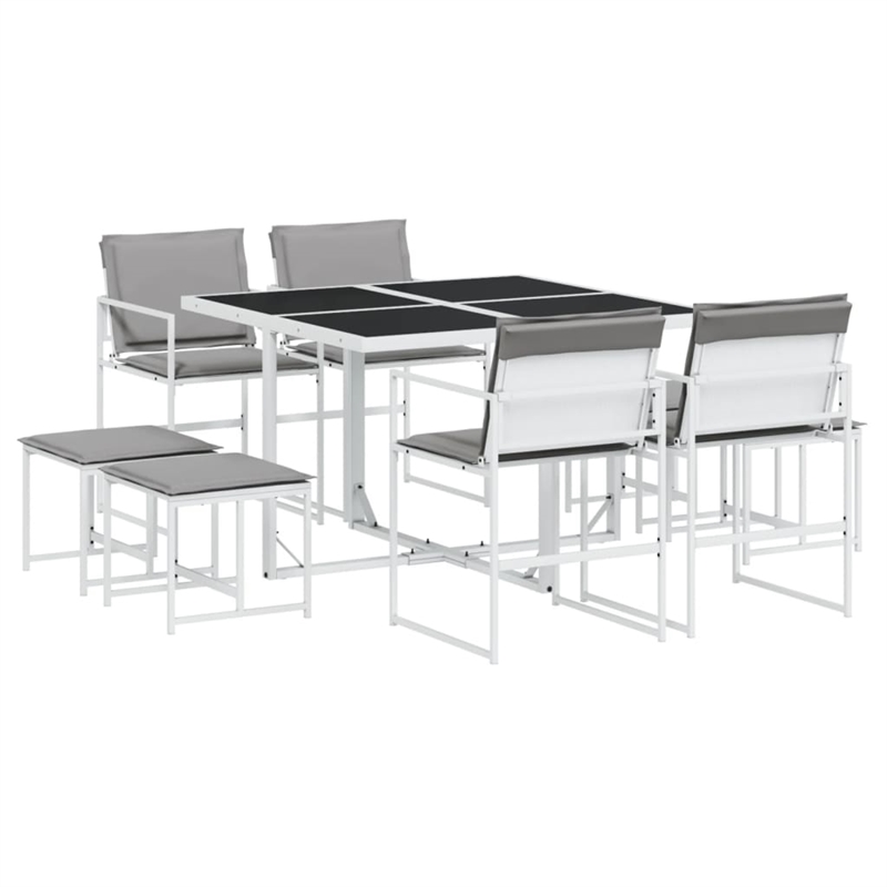 vidaXL 9 Piece Garden Dining Set in White