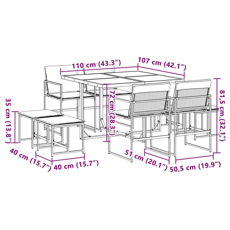 vidaXL 9 Piece Garden Dining Set in White