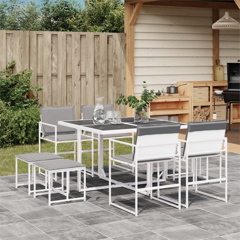 vidaXL 9 Piece Garden Dining Set in White