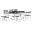 vidaXL 11 Piece Steel Garden Dining Set in White