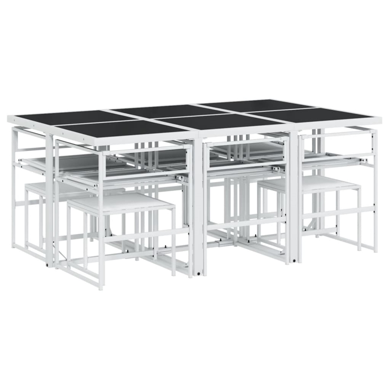 vidaXL 11 Piece Steel Garden Dining Set in White