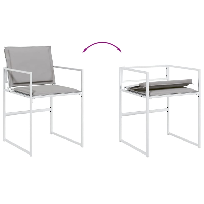 vidaXL 11 Piece Steel Garden Dining Set in White