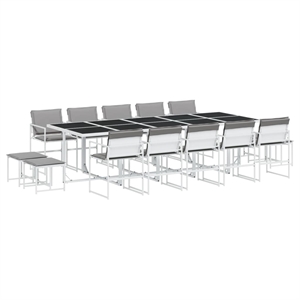 vidaXL Steel Garden Dining Set in White
