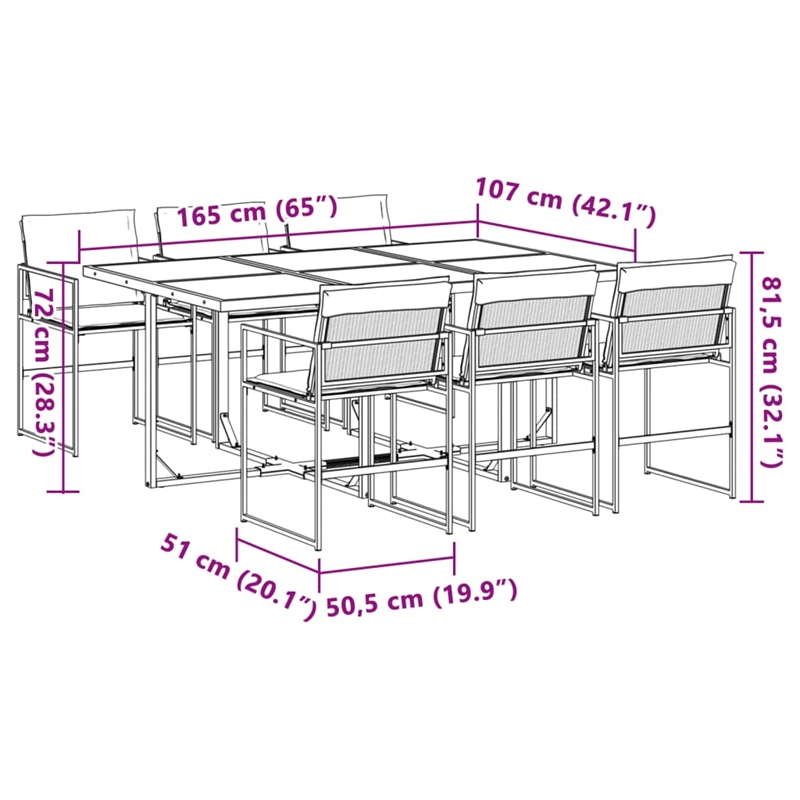 vidaXL Steel Garden Dining Set in Anthracite/Gray