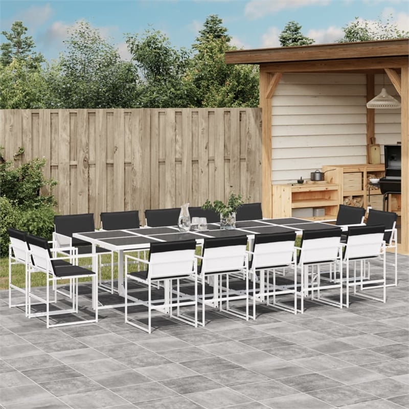 vidaXL 15 Piece Steel Garden Dining Set in Anthracite