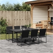 vidaXL 7 Piece Steel Garden Dining Set in Black