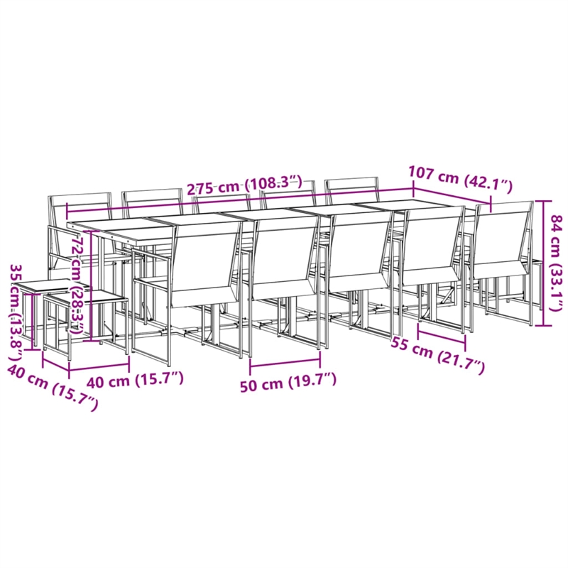 vidaXL Steel Garden Dining Set in Black