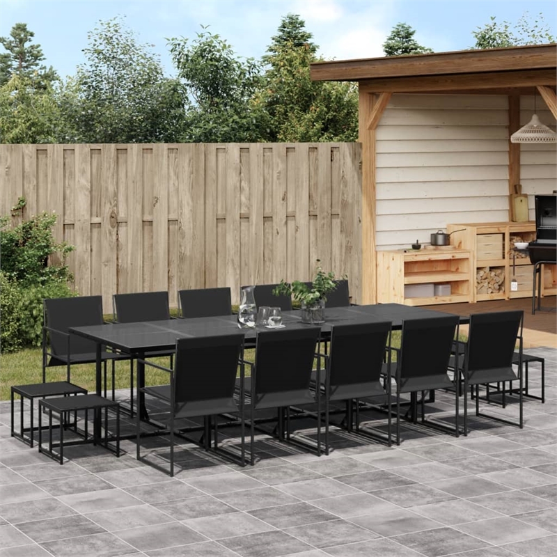 vidaXL Steel Garden Dining Set in Black
