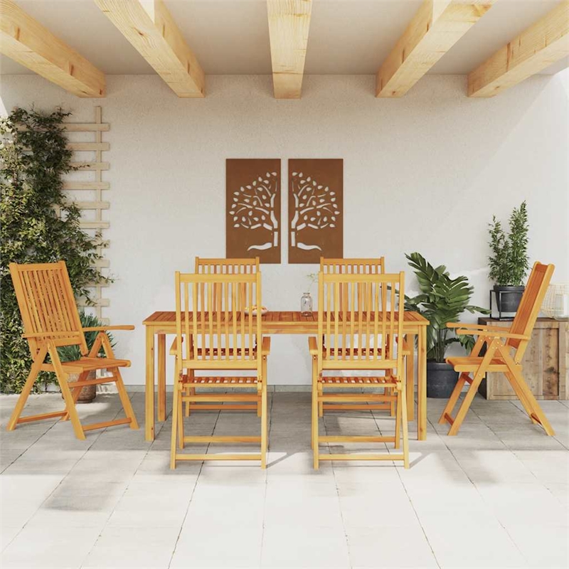 vidaXL Solid Acacia Wood Garden Dining Set in Brown