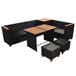 vidaXL 7 Piece Poly Rattan Garden Dining Set with Cushions in Black