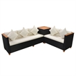 vidaXL 7 Piece Poly Rattan Garden Dining Set with Cushions in Black