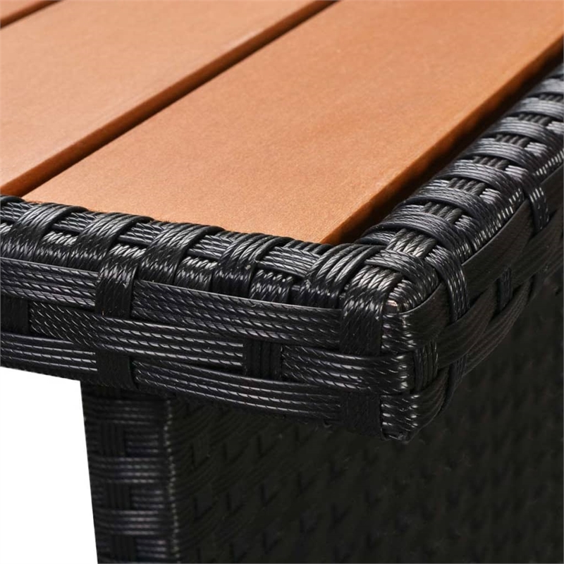 vidaXL 7 Piece Poly Rattan Garden Dining Set with Cushions in Black