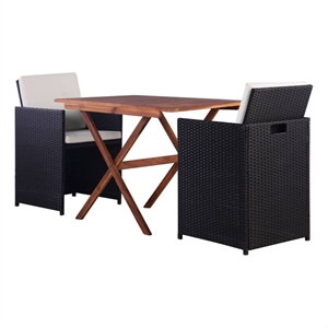 vidaXL Rattan Garden Dining Set in Black/Cream White