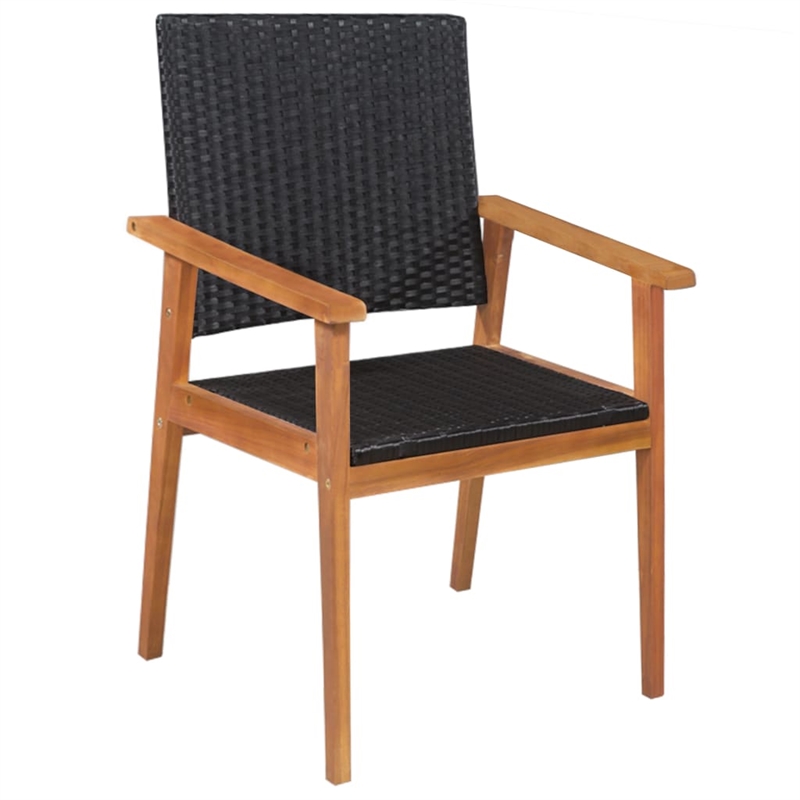 vidaXL Rattan Garden Dining Set in Black and Brown