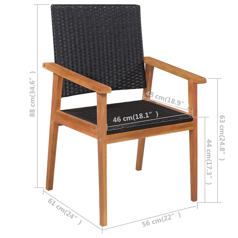 vidaXL Rattan Garden Dining Set in Black and Brown