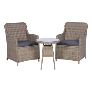 vidaXL 3 Piece Rattan Garden Dining Set in Gray