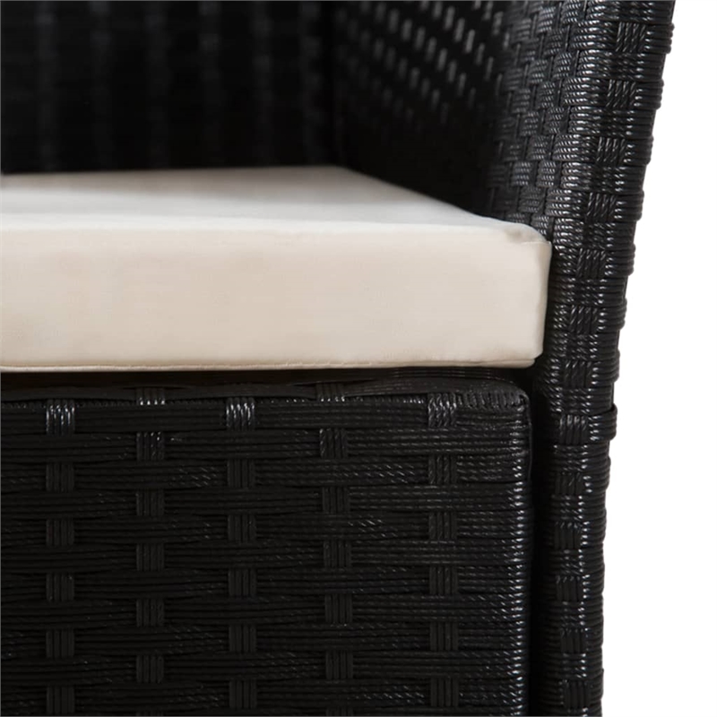 vidaXL 7 Piece Rattan Garden Dining Set in Black and Brown