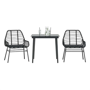 vidaXL Steel Garden Dining Set in Black