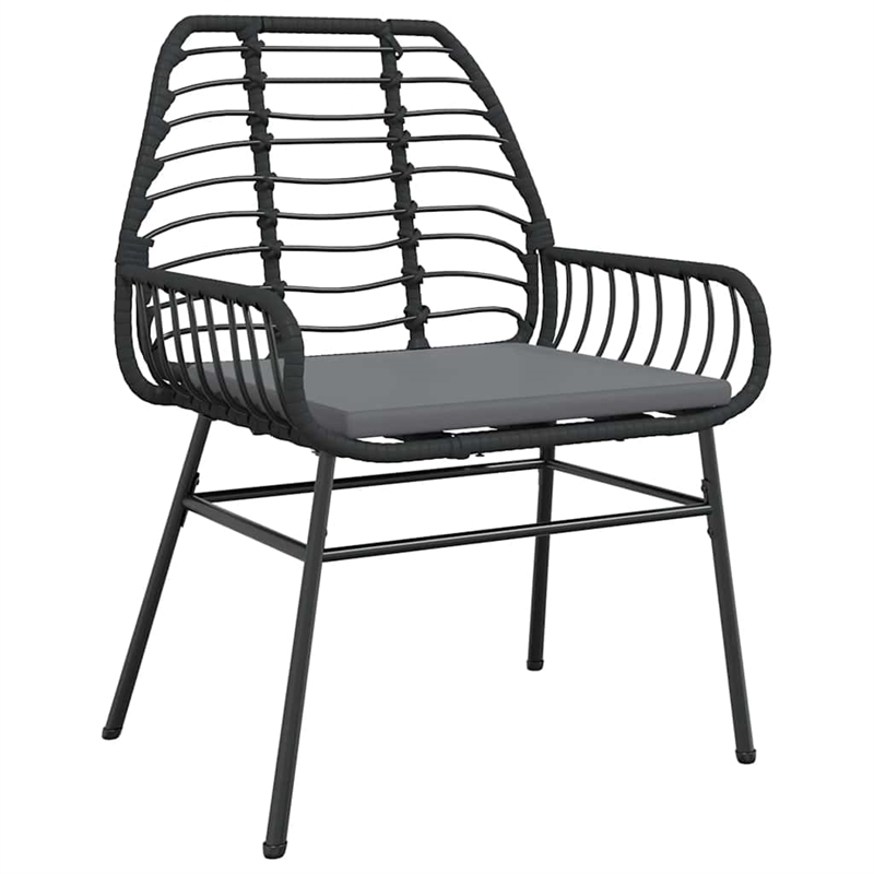 vidaXL 3 Piece Poly Rattan Garden Dining Set in Black/Dark Gray