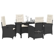 vidaXL 5 Piece Poly Rattan Garden Dining Set with Cushions in Black