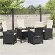 vidaXL 5 Piece Poly Rattan Garden Dining Set with Cushions in Black