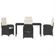 vidaXL 5 Piece Poly Rattan Garden Dining Set with Cushions in Black