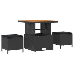 vidaXL Poly Rattan Garden Dining Set in Black