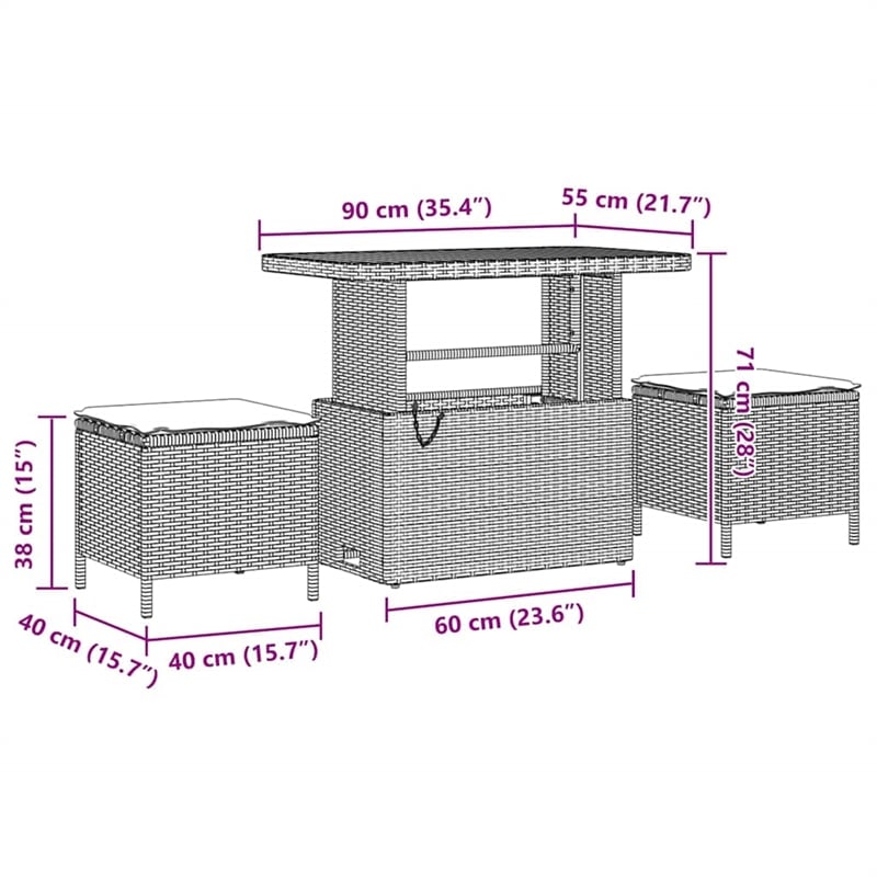 vidaXL Poly Rattan Garden Dining Set in Black