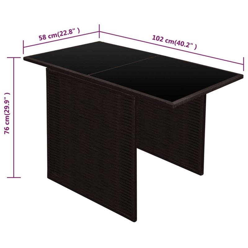 vidaXL 3 Piece Rattan Garden Dining Set in Brown/Cream white