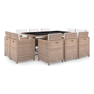 vidaXL Rattan Garden Dining Set in Beige/Cream White
