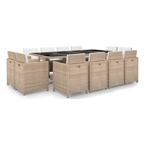 vidaXL Rattan Garden Dining Set in Beige