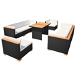 vidaXL 10 Piece Poly Rattan Garden Dining Set in Black and Brown