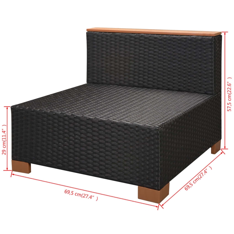 vidaXL 10 Piece Poly Rattan Garden Dining Set in Black and Brown