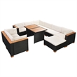 vidaXL 10 Piece Poly Rattan Garden Dining Set in Black and Brown