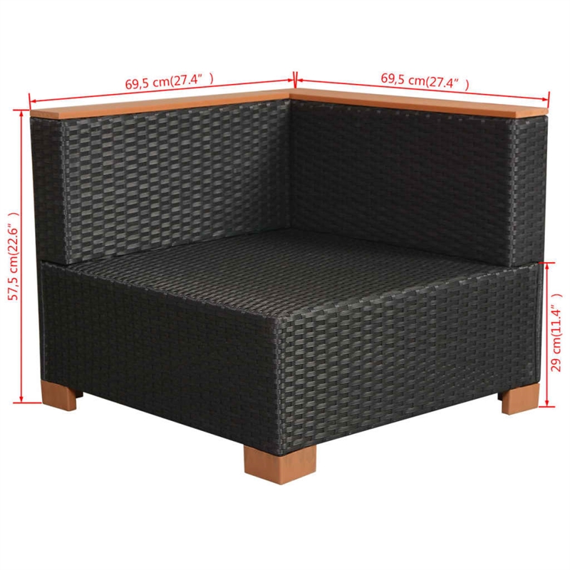 vidaXL 10 Piece Poly Rattan Garden Dining Set in Black and Brown