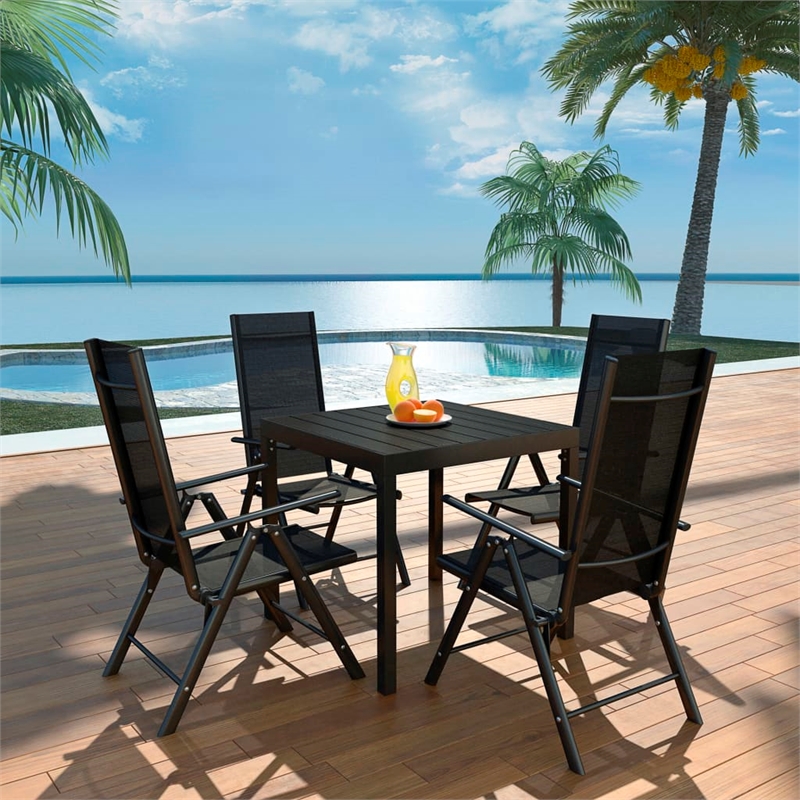 vidaXL 5 Piece Garden Dining Set in Black