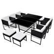 vidaXL 11 Piece Rattan Garden Dining Set in Black