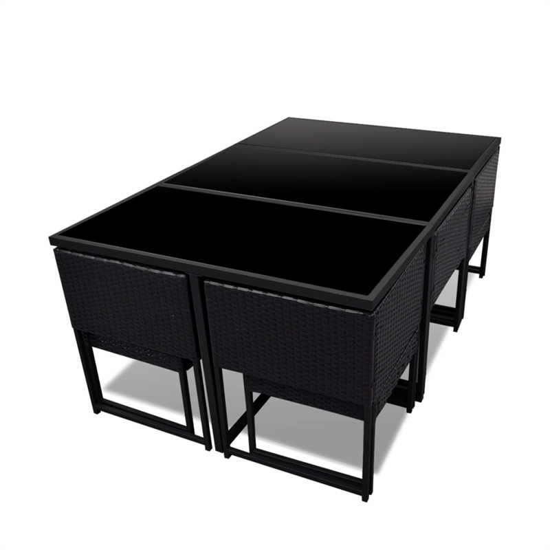vidaXL 11 Piece Rattan Garden Dining Set in Black